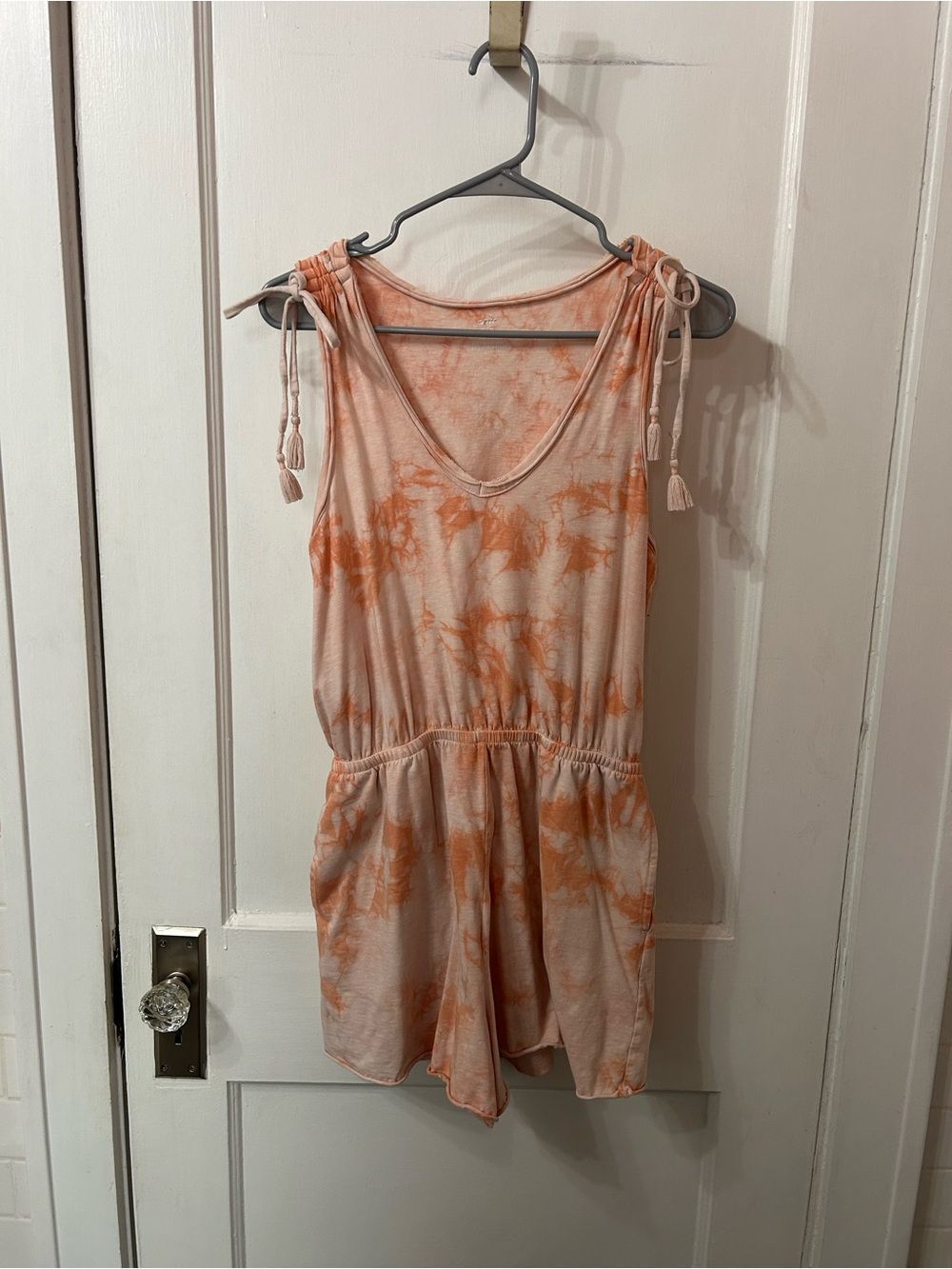 aerie Peach and Coral Tie-Dye Tank Romper